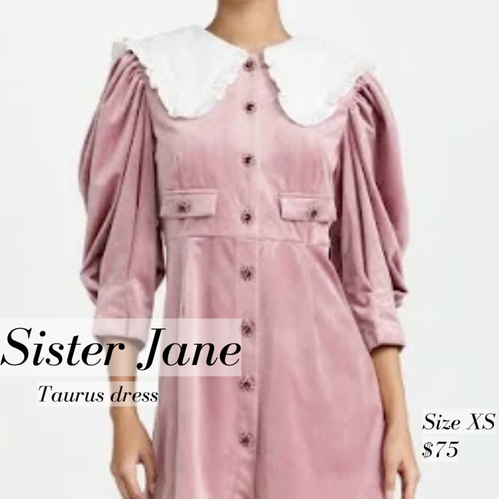 Sister Jane - Velvet dress with jeweled buttons and collar - size xs
